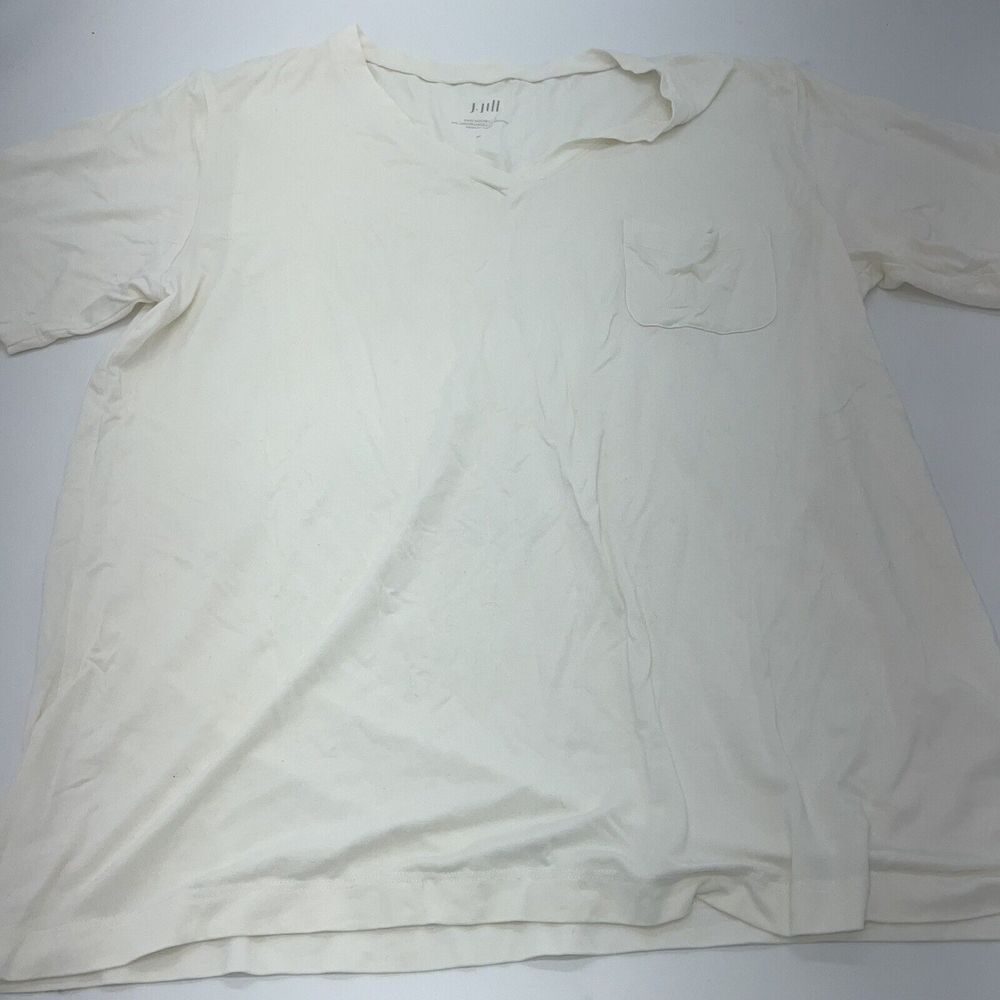 J Jill Easy Pocket Shirt Sleeve Tee Shirt White Size Medium